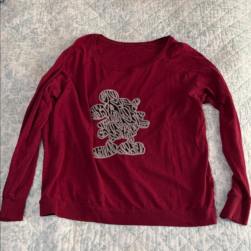 Disney Red Long Sleeve Tee with Black and White Graphic